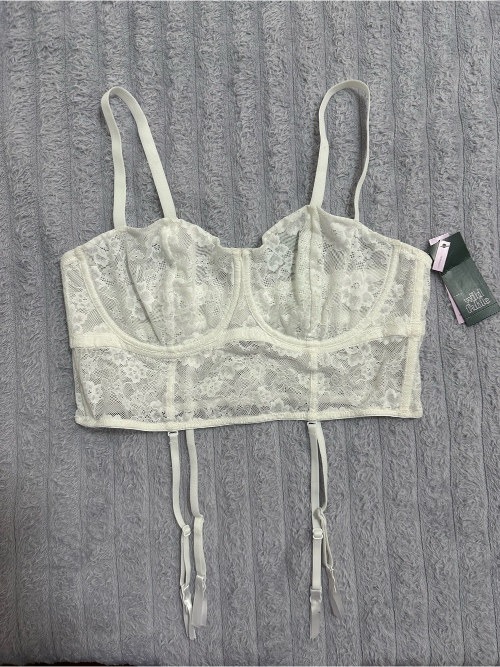 wild fable Ivory Lace Longline Bralette with Garter Straps